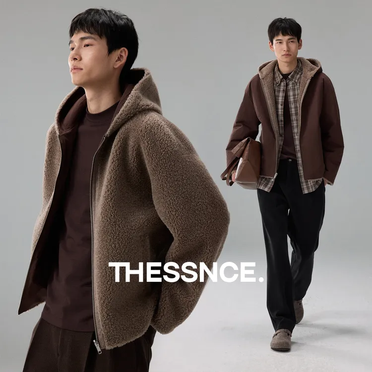 奢享原生绒感双面型格解锁慵懒时髦高阶穿搭羊毛两面穿连帽外套男