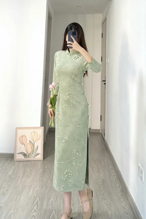 [临江月]苏禾旗袍秋冬新款长袖单层改良款长度约120