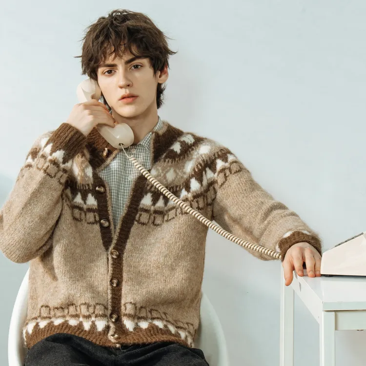 UTIMUS费尔岛毛衣针织开衫毛衫羊毛提花混纺秋冬保暖外套夹克情侣