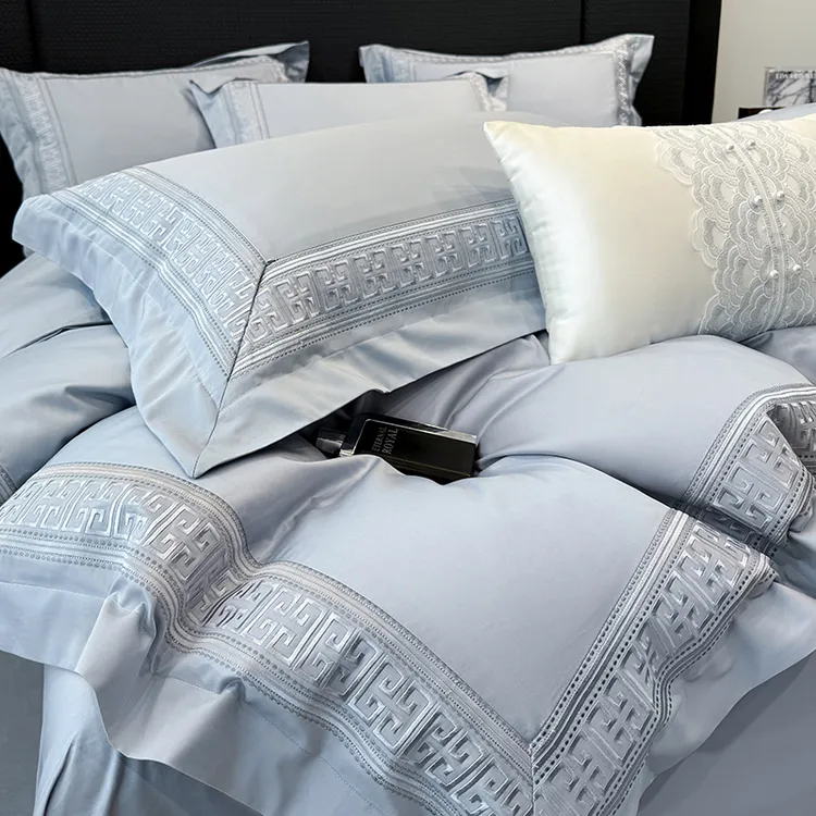 轻奢风A类母婴级长绒棉纯棉四件套全棉被套床单简约高级床上用品