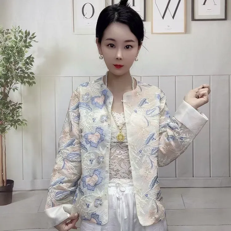 【凤尾花】新中式国风刺绣欧根纱夏季女外套