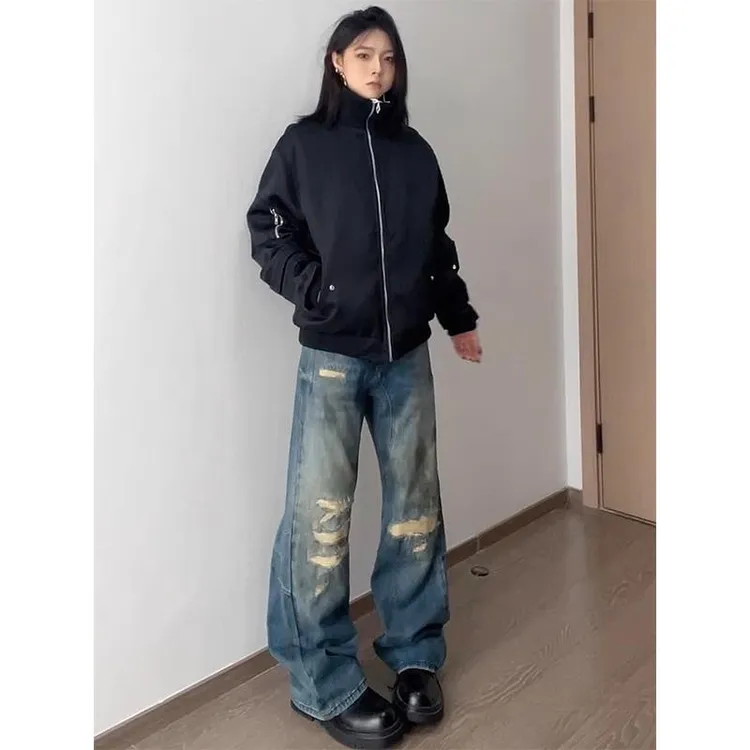 蜂窝飞行夹克外套男春秋款高级感痞帅潮牌美式高街cleanfit棒球服