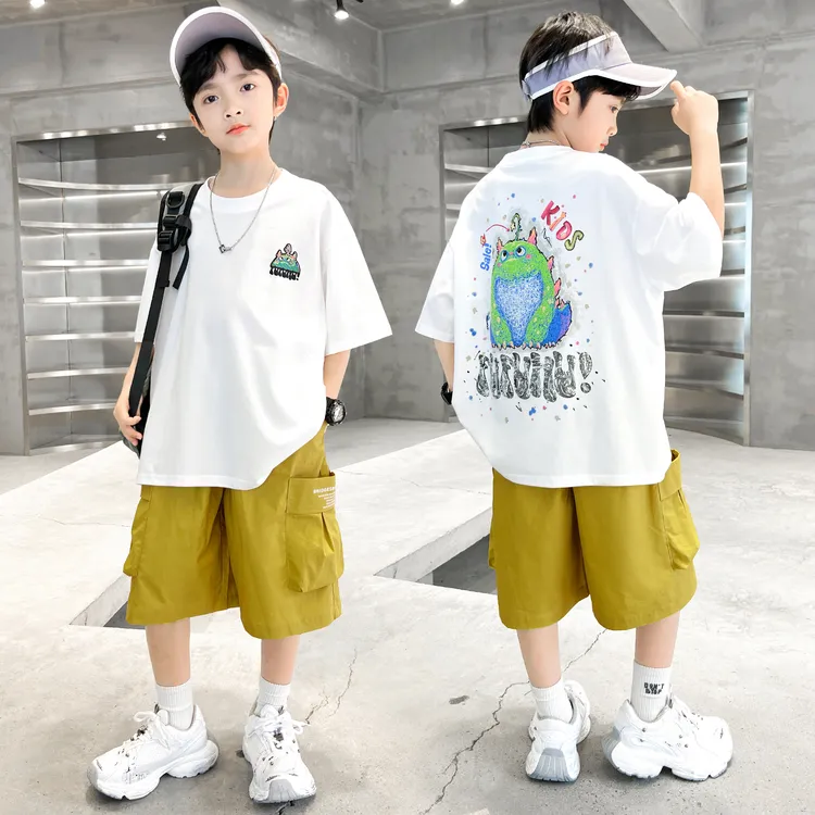 男童夏季短袖套装2025新款夏装中大童儿童男孩夏款网红炸街薄款潮