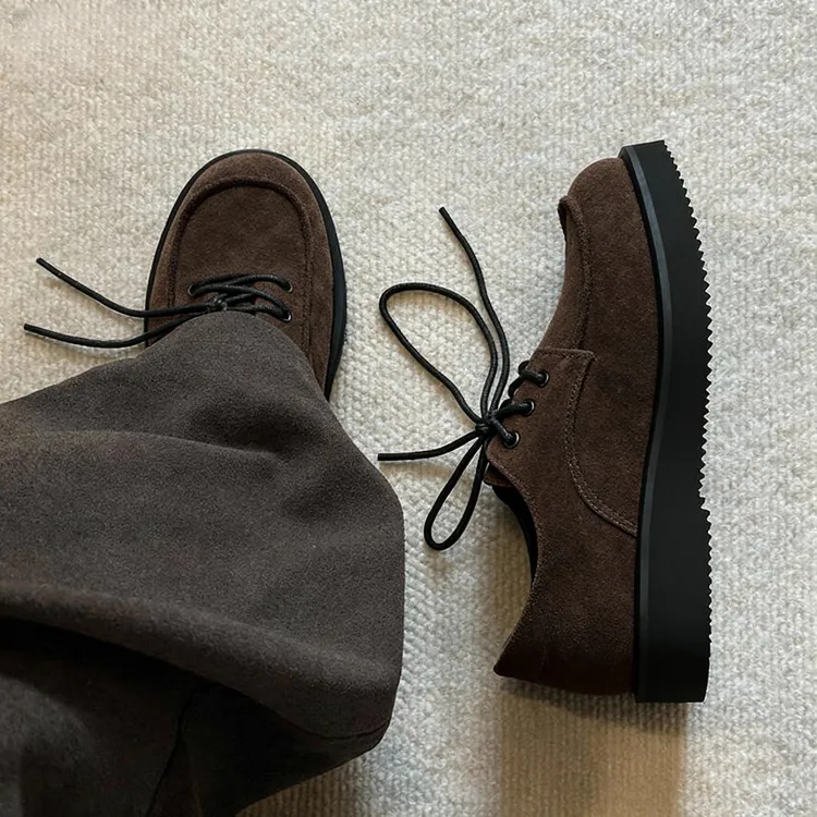 大头鞋百搭潮鞋翻毛皮鞋老钱风乐福鞋cleanfit鞋子德比鞋男款增高