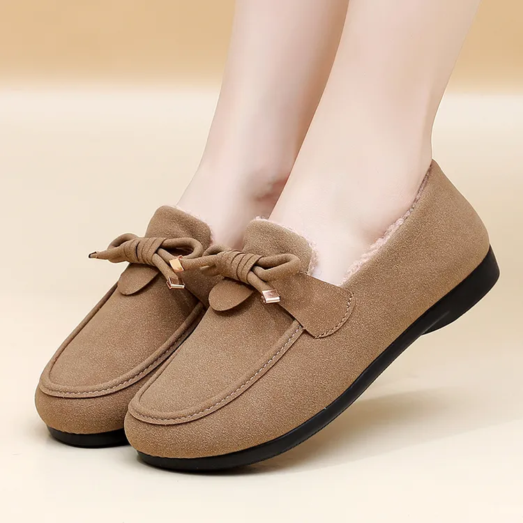 【升级版丶豆豆鞋】加绒豆豆鞋韩版冬季棉鞋女蝴蝶结防滑女鞋妈妈鞋