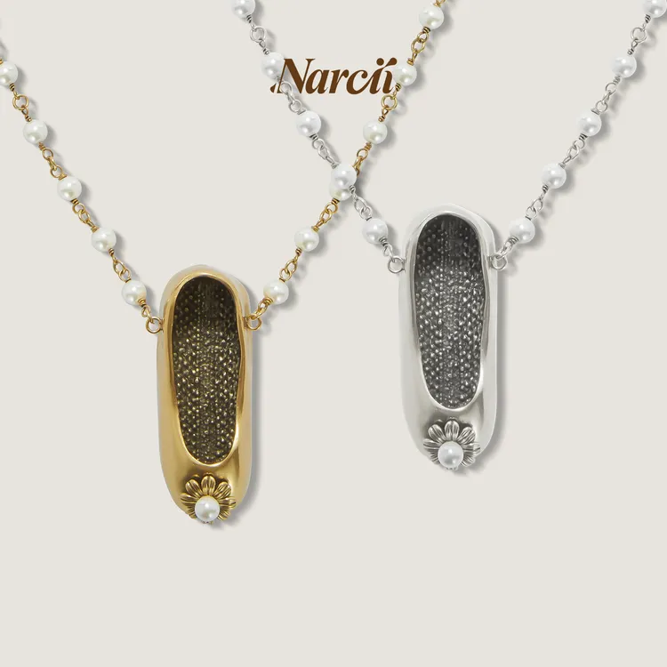 NARCII 铜合金仿珍珠项链 芭蕾鞋项链女小众原创精致ins感项链