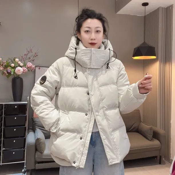 《芳芳》2025冬季短款加厚服外套韩版时尚宽松保暖袖标棉衣外套290