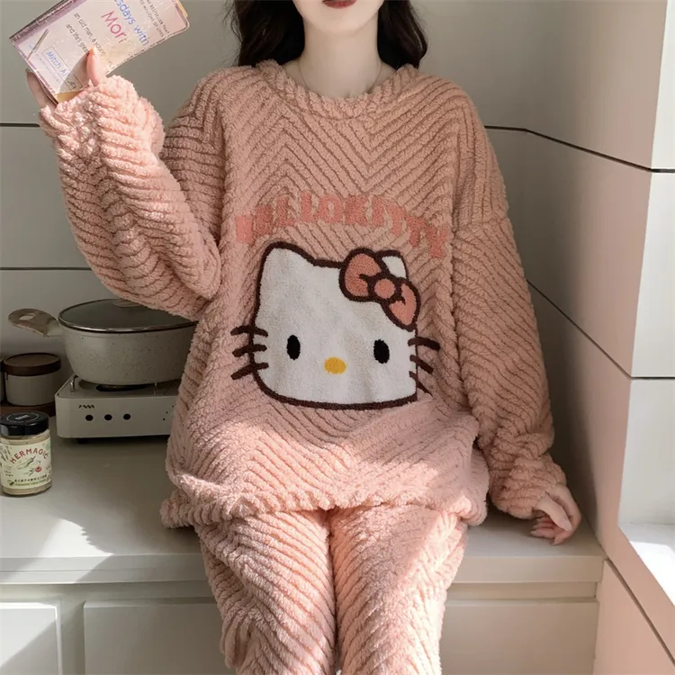 珊瑚绒睡衣女秋冬2025新款爆款加绒加厚保暖少女卡通可外穿家居服