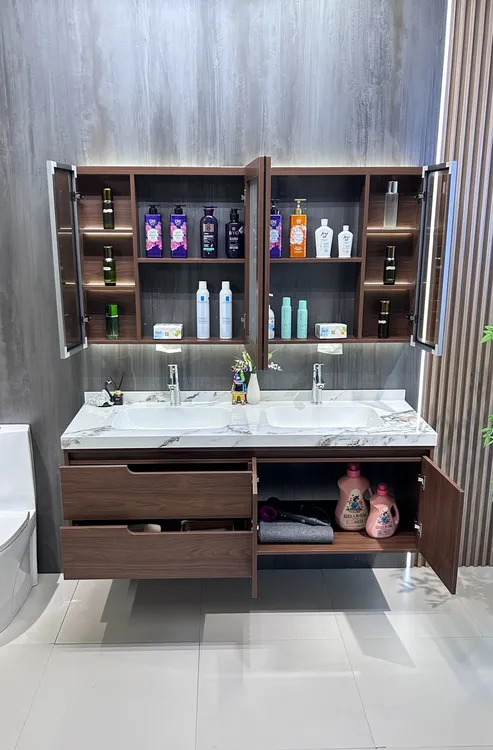 新中式橡木浴室柜一体盆卫生间洗漱台组合