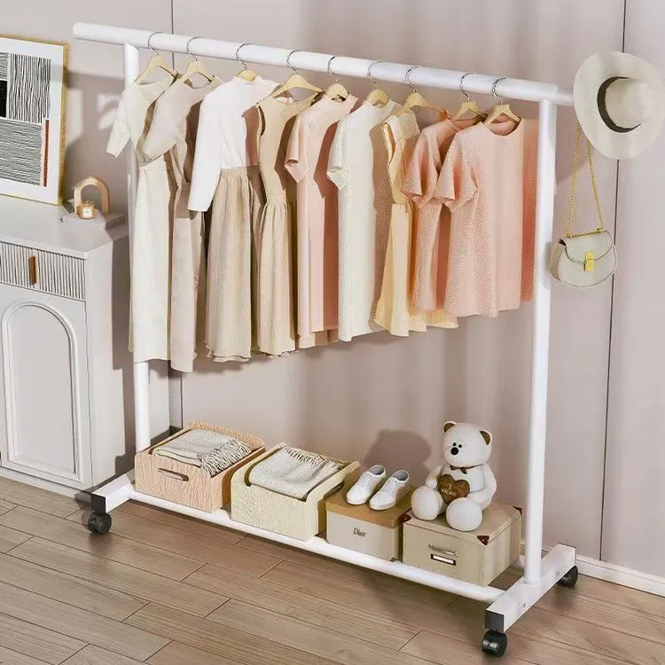 户外加厚落地衣架双杆移动宿舍衣帽架特厚衣架落地立式家用卧室