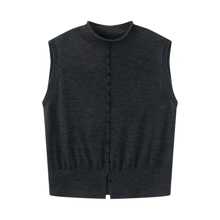 艾诺丝商场同款2025夏季新款立领无袖针织衫马甲女AR803030