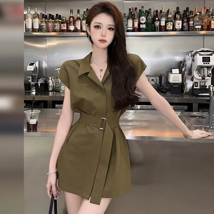 【三色】小个子衬衫连衣裙子女夏季2025新款法式套装1194
