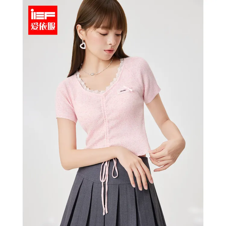 IEF/爱依服2025新款夏季毛织时尚百搭氛围感小清新显瘦上衣流光风