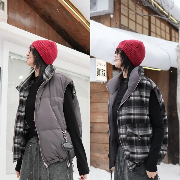 【东南妈】格雷系两面马甲羽绒服秋冬外套面包服女FH09 H986