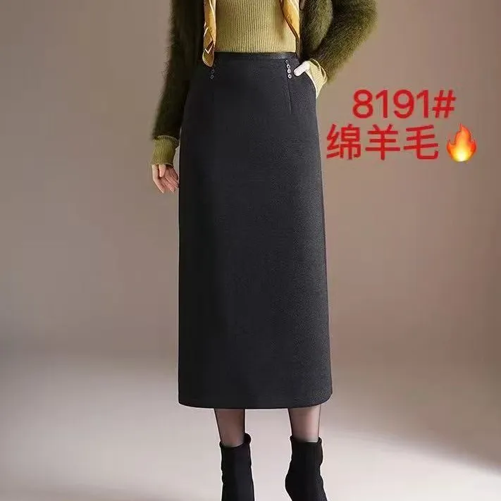 2-8191韩版包臀半身裙77长