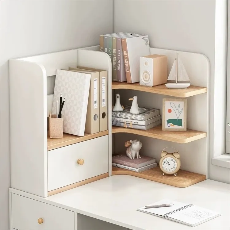 桌面置物架桌上转角书架家用书桌收纳柜宿舍工位办公桌简易小书柜