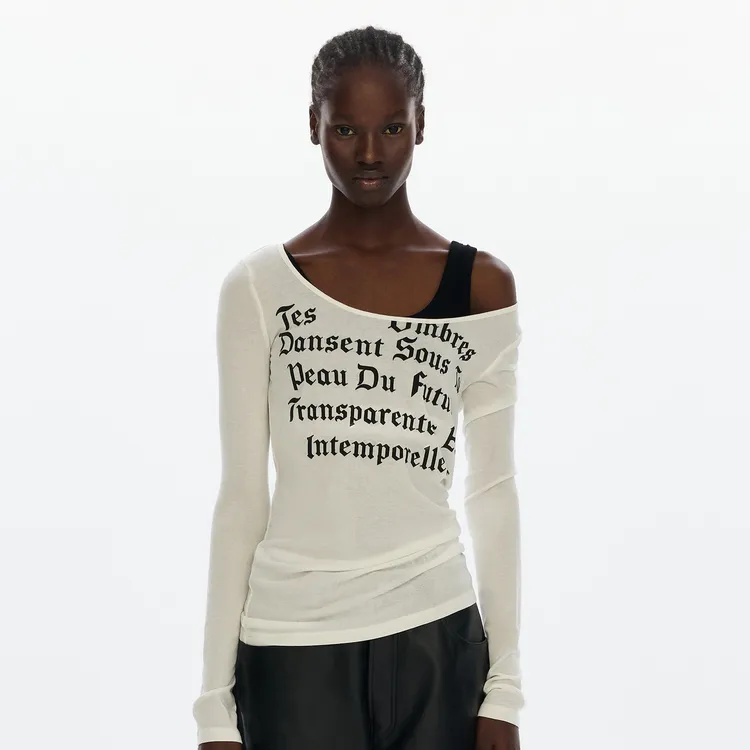 CALLED BACK早秋新款轻薄透气字母印花叠穿打底T恤上衣