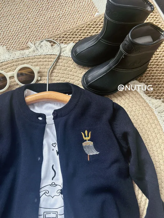 苏力德刺绣图案 全棉针织开衫外套 早秋针织外套 