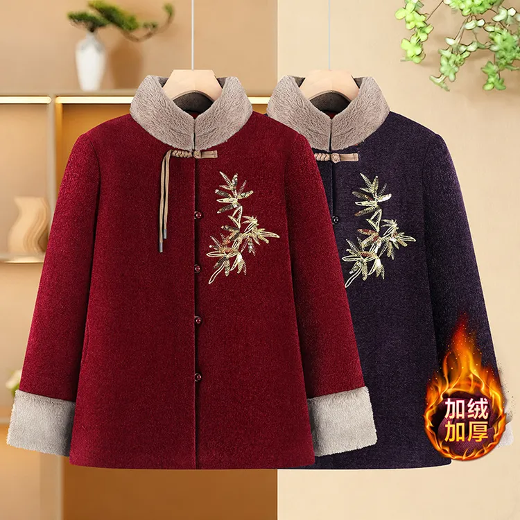 中老年女装奶奶冬季加绒加厚棉衣外套2025年秋冬新款保暖唐装棉袄