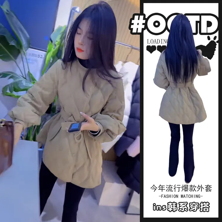2025冬季新款高级感别致收腰减龄棉衣茶歇风气质加厚百搭棉服外套