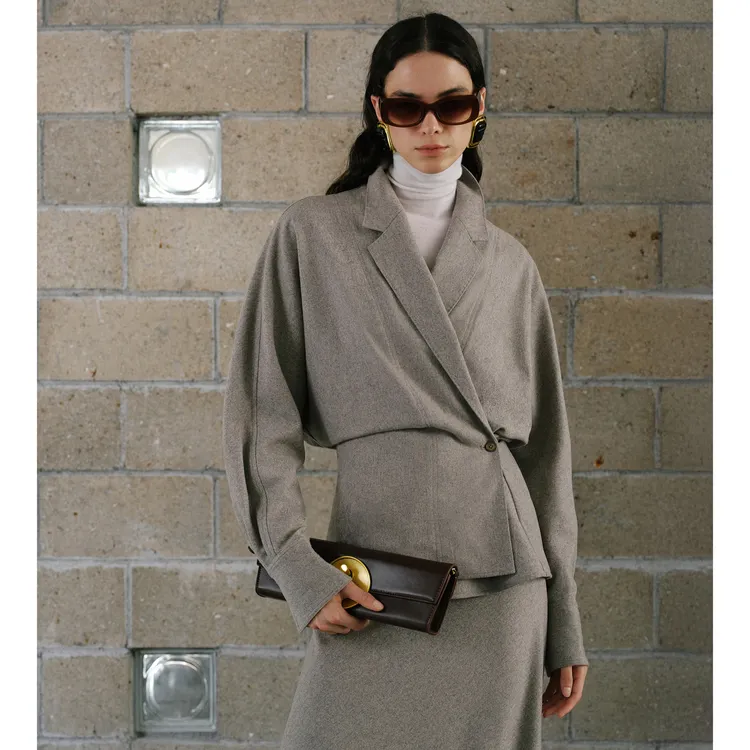 LYNEE【巴黎回响】新 精纺羊毛西装领衬衫新中式外套女冬LGD2FAW216