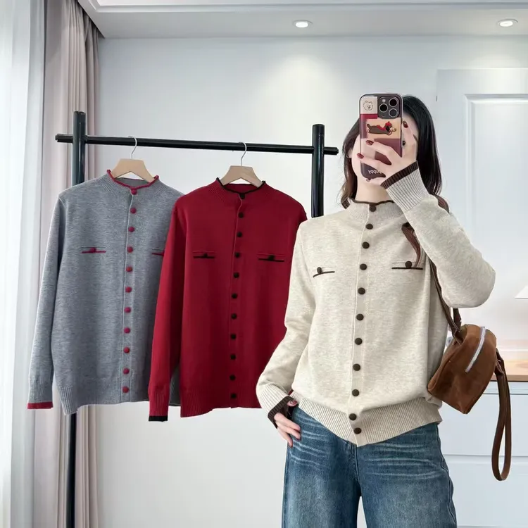 大码胖mm秋冬韩版新款撞色小众毛衣针织衫开衫女时尚洋气上衣2651