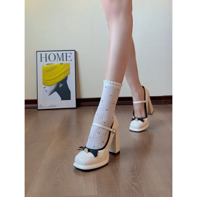 SnoWANDFOREST【北岛日记】玛丽珍粗跟lo鞋设计感小众高跟单鞋女