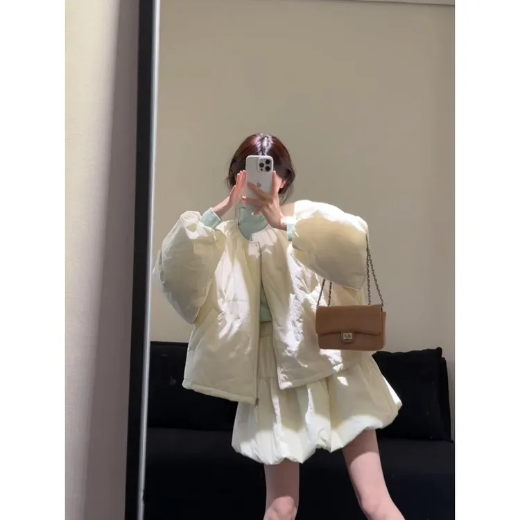 MARIE.COCO韩系巨好看氛围感面包服外套内搭上衣花苞短裙秋冬套装