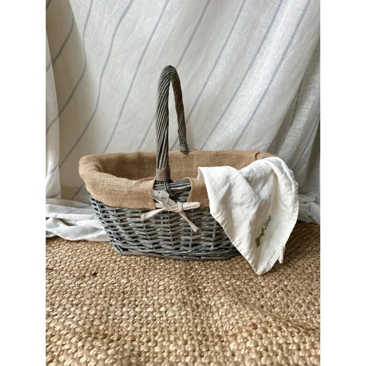 藤编杂货篮花园收纳框花篮手工藤编提篮