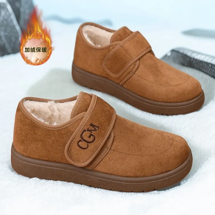 2025冬季新款加绒加厚保暖雪地靴女魔术贴勃肯棉鞋软底防滑妈妈鞋