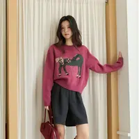 【柴碧云专属】谜秀针织衫小马提花设计感宽松毛衣MXE48Z2622