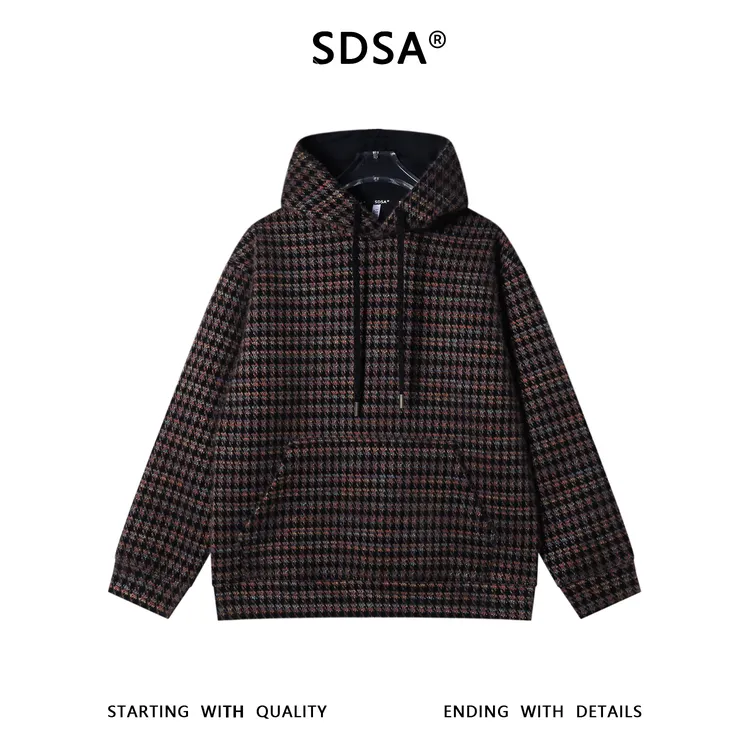 SDSA男士秋冬新款痞帅男装潮流撞色条纹设计连帽卫衣宽松百搭上衣