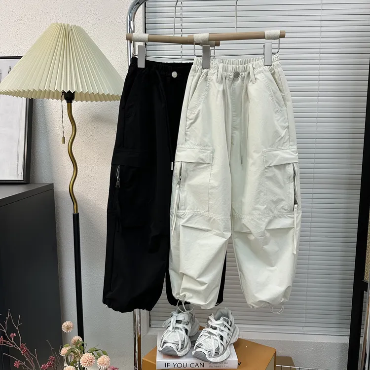 儿童纯棉巨软春夏季棉布工装裤2025新款休闲裤洋气中大童韩版