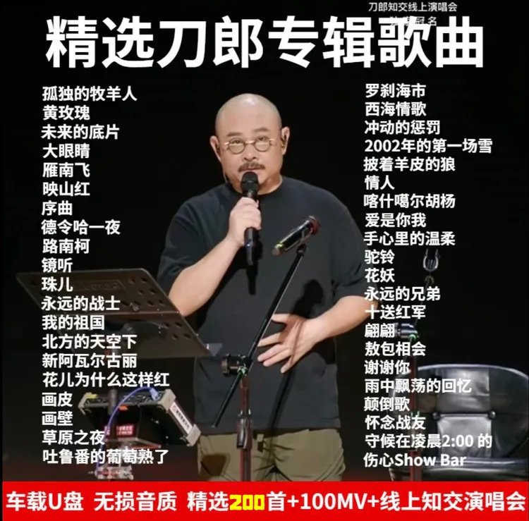 刀郎专辑精选车载音乐u盘2025热门新歌流行火爆歌曲即插即用USB