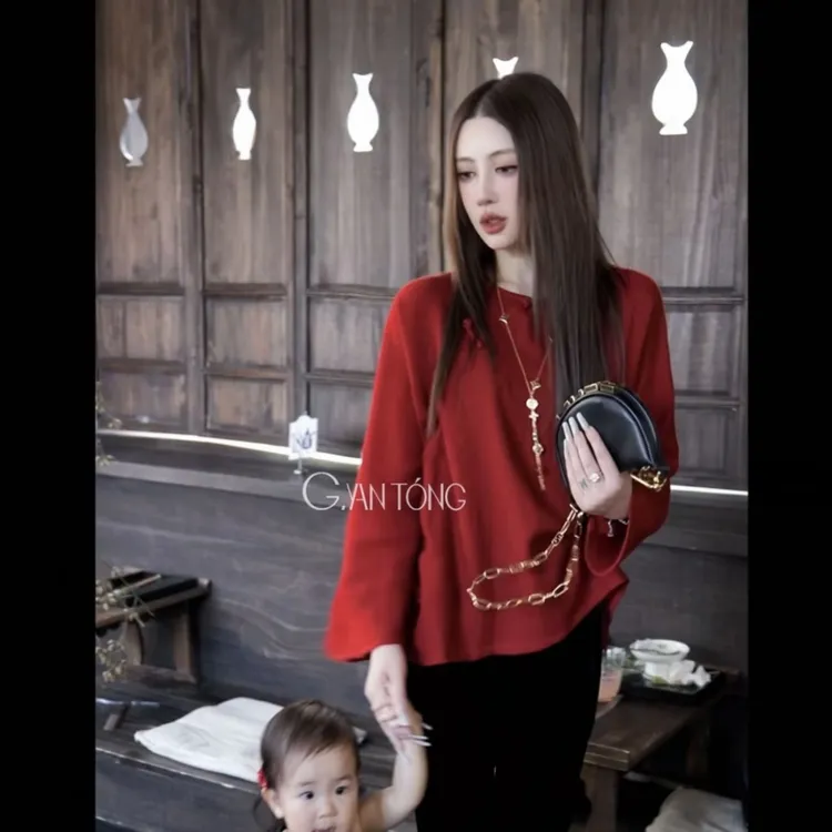 G. yantong/郭彦彤软糯国风套头绒感女神毛衫上衣长袖秋款DD1218