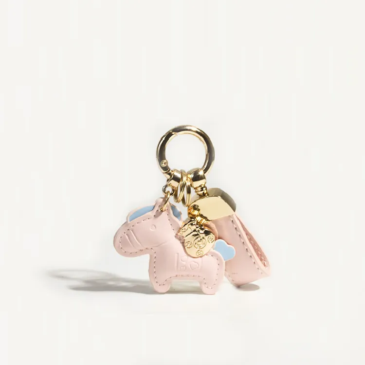 马上有钱手绳钥匙扣皮革卡通小马挂件情侣包包网红精致汽车钥匙扣