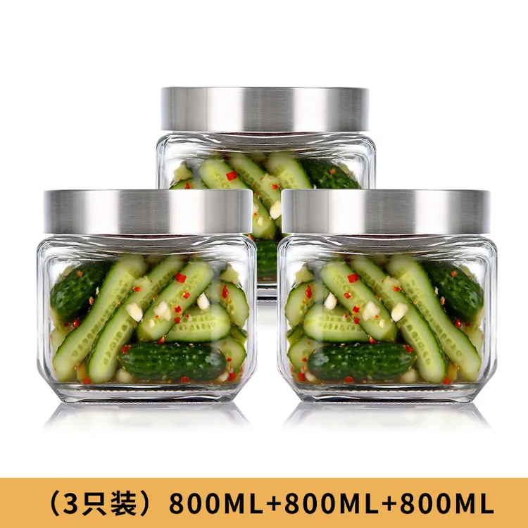 3只装-加厚密封罐泡菜坛子玻璃自制腌咸菜食品级防潮空瓶储物罐商品图