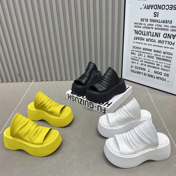 夏季新款松糕厚底堆堆时尚休闲女拖鞋一脚蹬外穿气质简约凉拖鞋