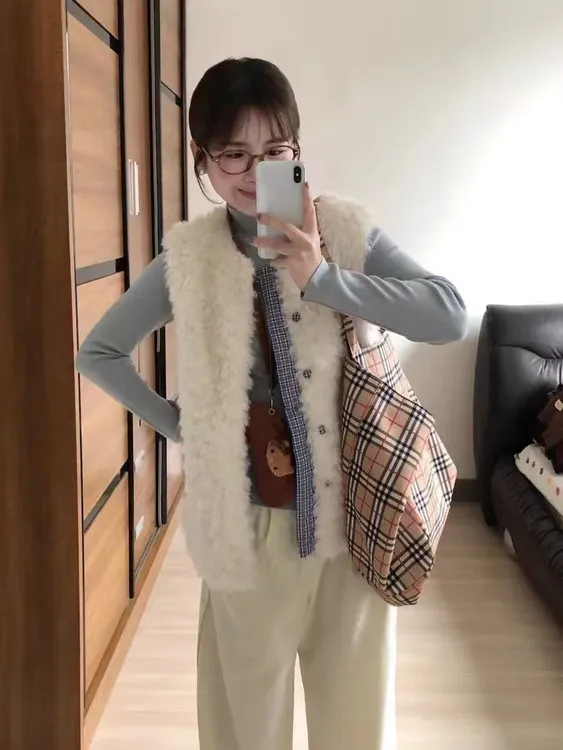 【陈鱼白】2025秋季新款休闲文艺风长袖打底上衣马甲裤子