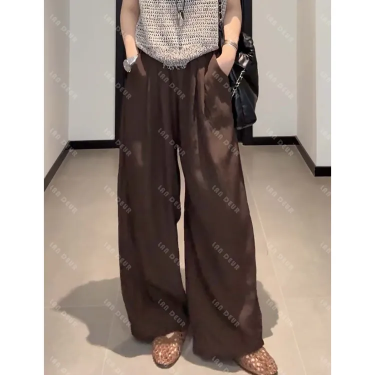 【海岸遐思】冰冰裤小众时尚休闲透气百搭阔腿裤宽松显瘦拖地裤子女