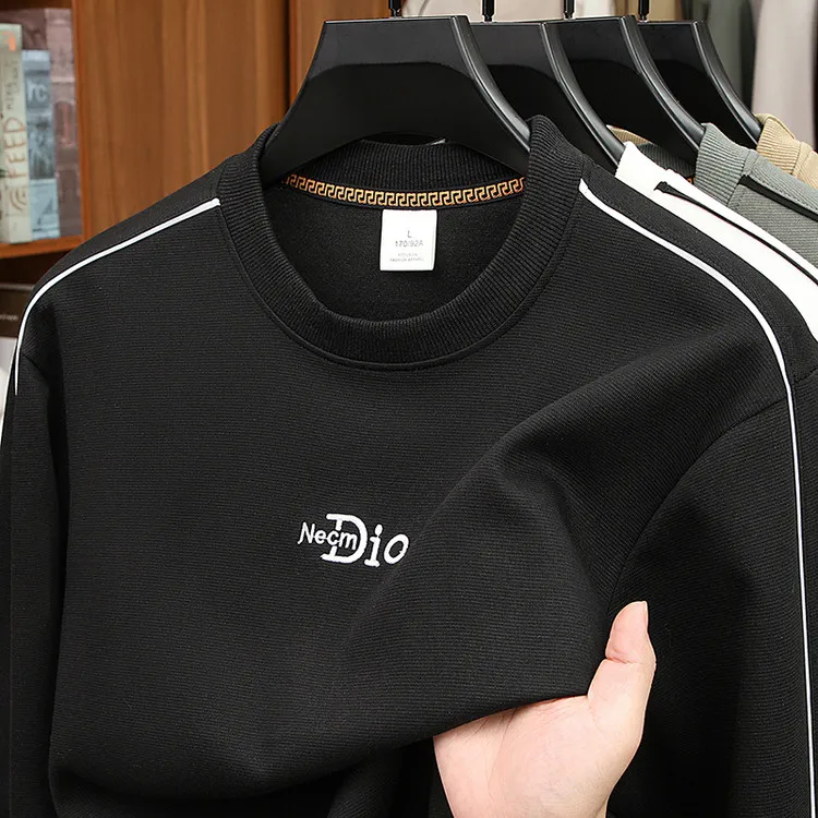 男士秋季新款卫衣长袖圆领卫衣休闲时尚柔软舒适高弹潮流百搭上衣