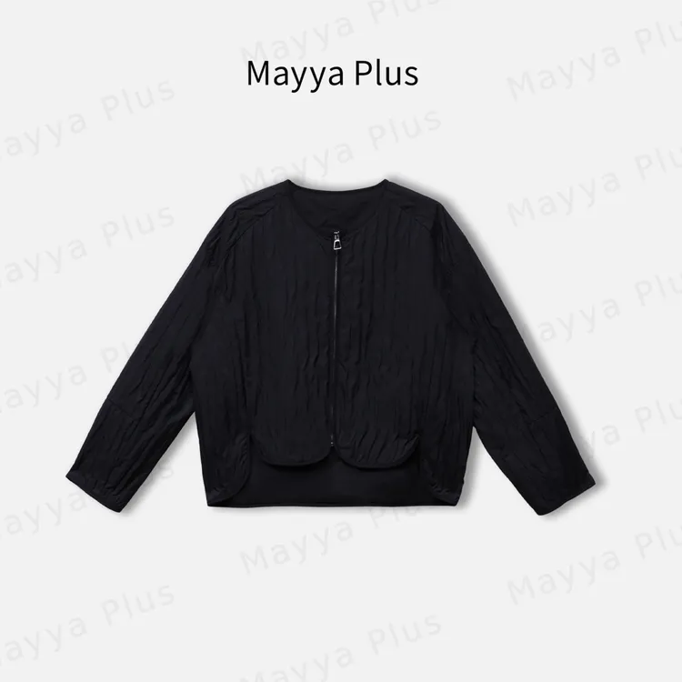 【小腔调】Mayya Plus麦芽定制气质显瘦流光风百搭黑色外套32546336