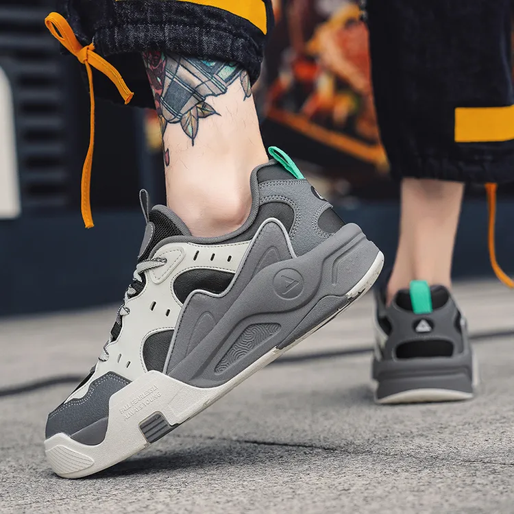 匹克态极男图案减震车缝线低帮板鞋休闲鞋韩版百搭运动鞋潮流厚底