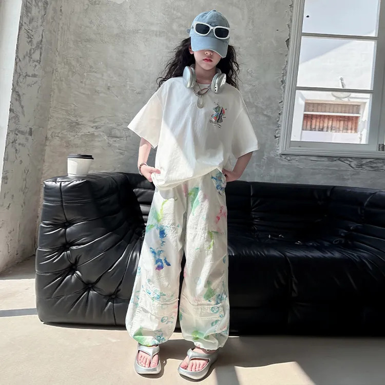 女童夏装套装2025新款儿童运动休闲衣服薄款长裤潮款洋气大童女装