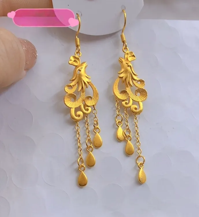 铜合金耳饰 铜合金【优雅孔雀流苏耳饰】精美  时尚   耳勾   气质 