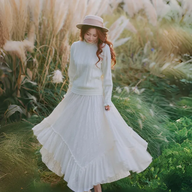 【董艺旅行穿搭】白雪公主·蕾丝半身裙薄款加绒款大摆裙四季可穿