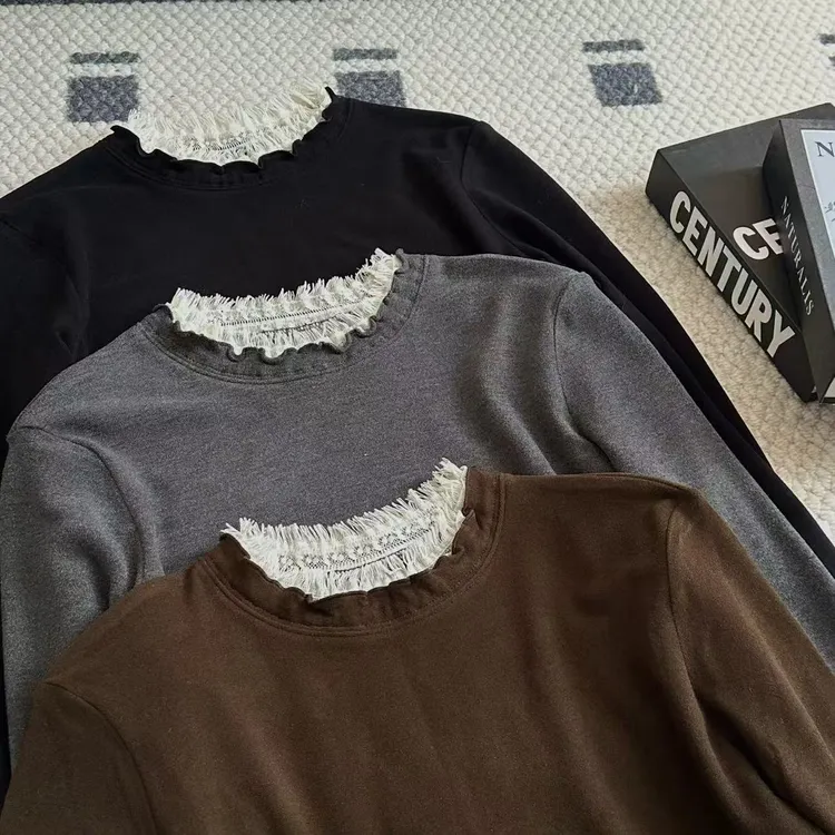 【米可家】羊绒蛋白流苏花边软糯轻薄绒感打底35309