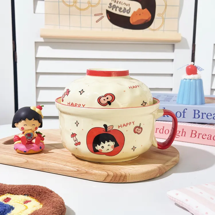 【卡通系列】小丸子泡面碗1个装家用釉下彩陶瓷樱桃小丸子泡面碗
