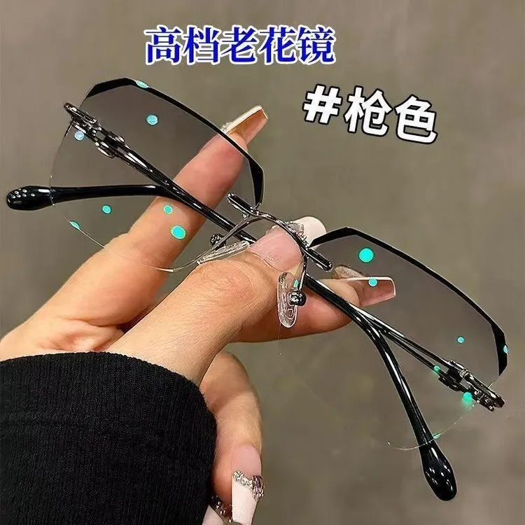 【视频同款】商务高端款纯钛老花镜时尚超轻无框防蓝光中老年帅气商品图