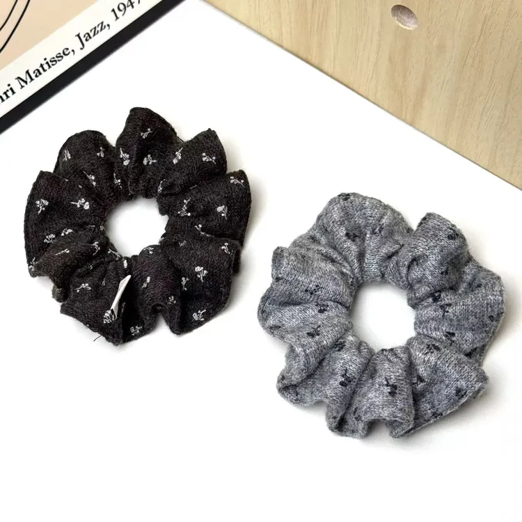 BlomUME原创碎花含羊毛绒针织发圈韩系简约马尾头发发圈发饰1031